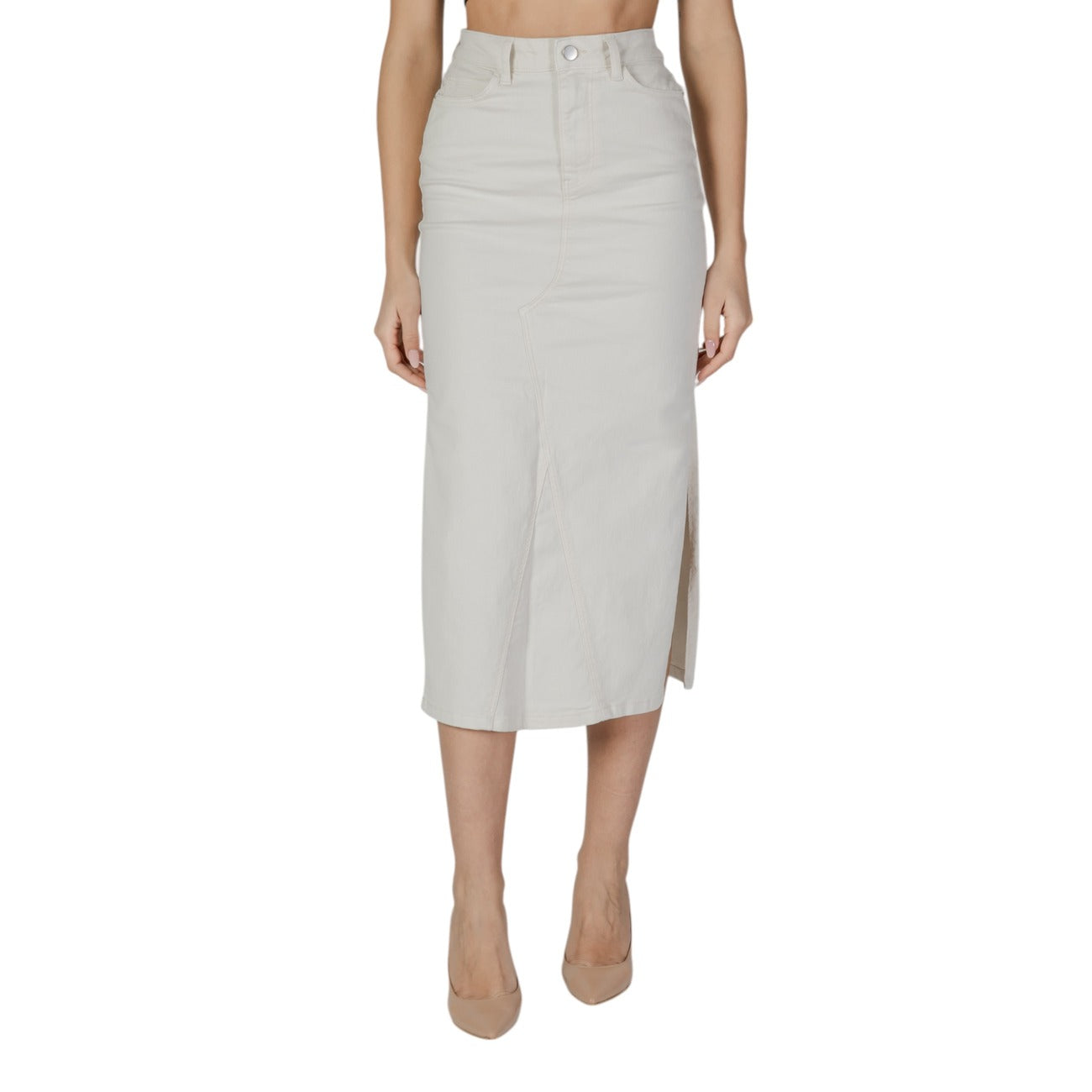483045 Vila Clothes Gonna Beige Donna Primavera/Estate