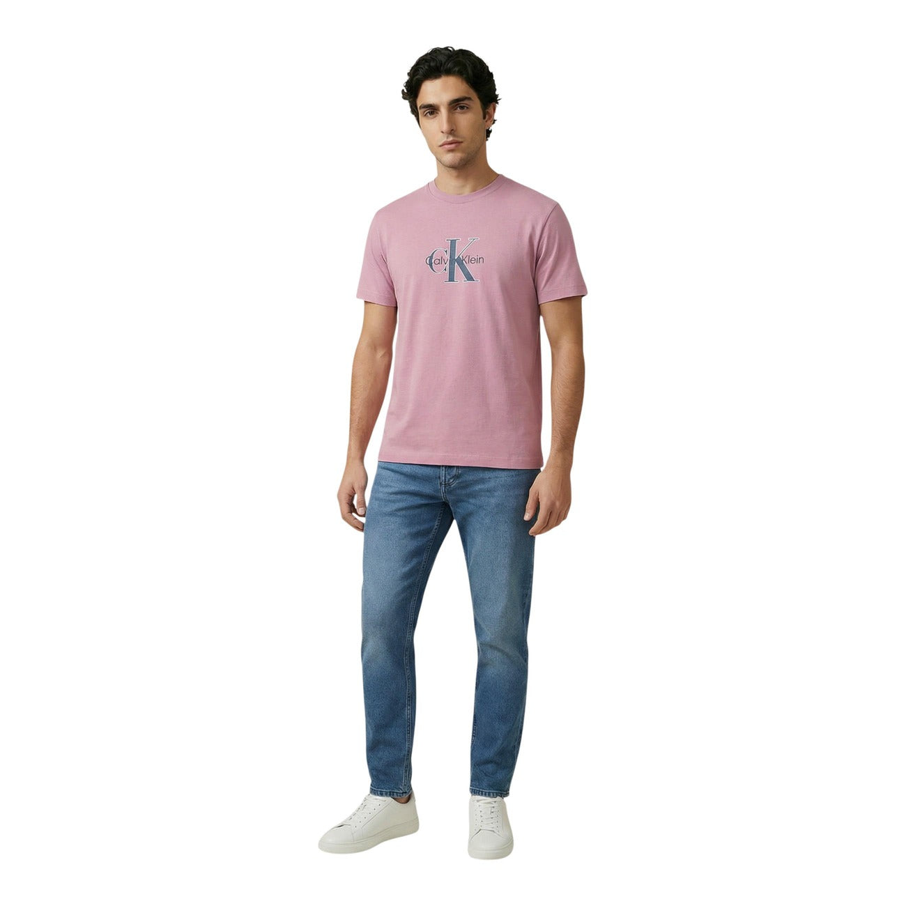 2452087 Calvin Klein Jeans T-Shirt Rosa Stampa 100% Cotone Uomo