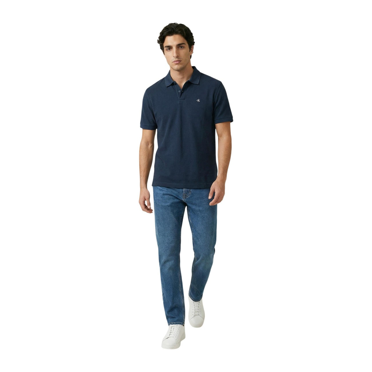 2460298 Calvin Klein Jeans Polo Blu Cotone Colletto Polo Maniche Corte Uomo