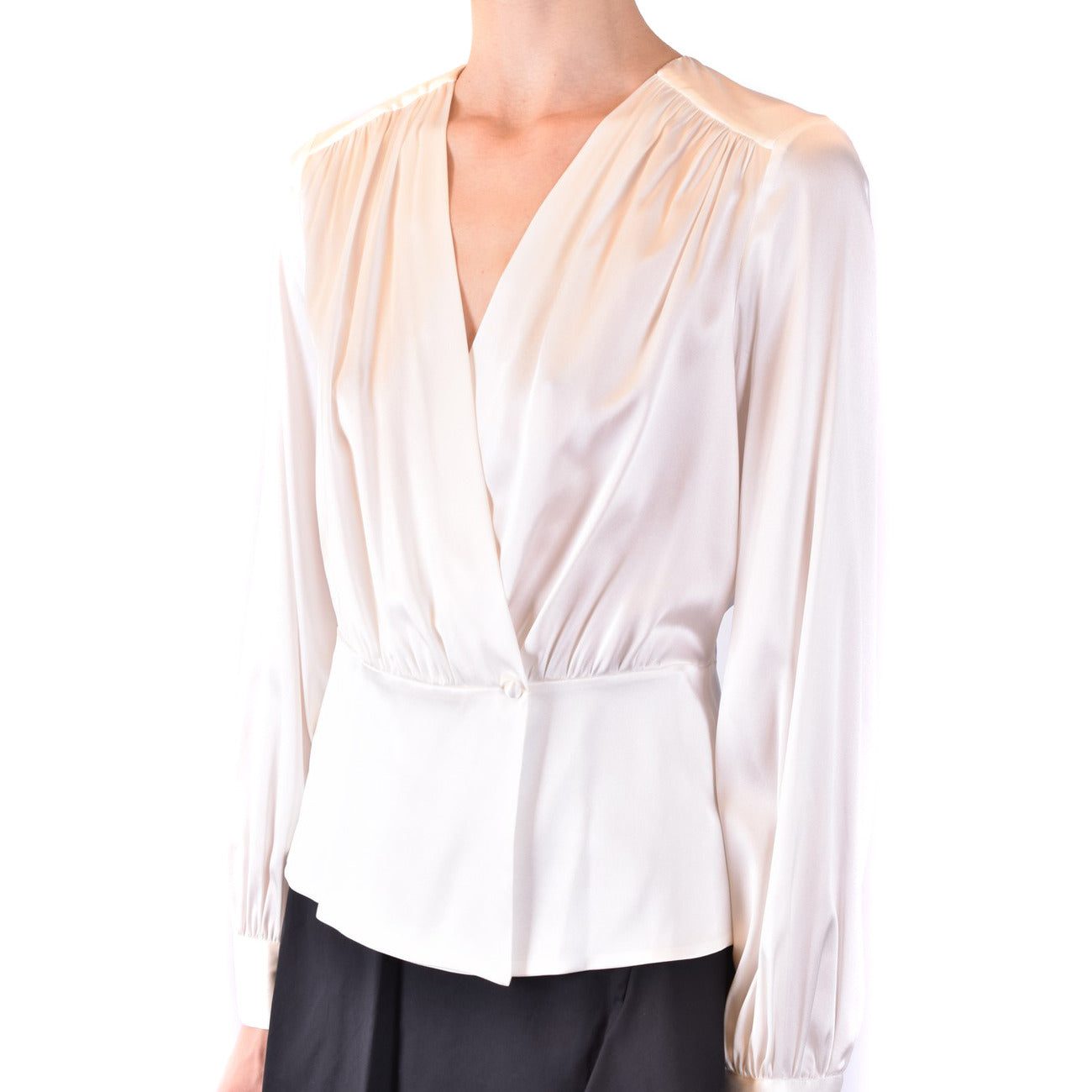 2423092 Pinko Blouse in Seta Bianca Manica Lunga Donna
