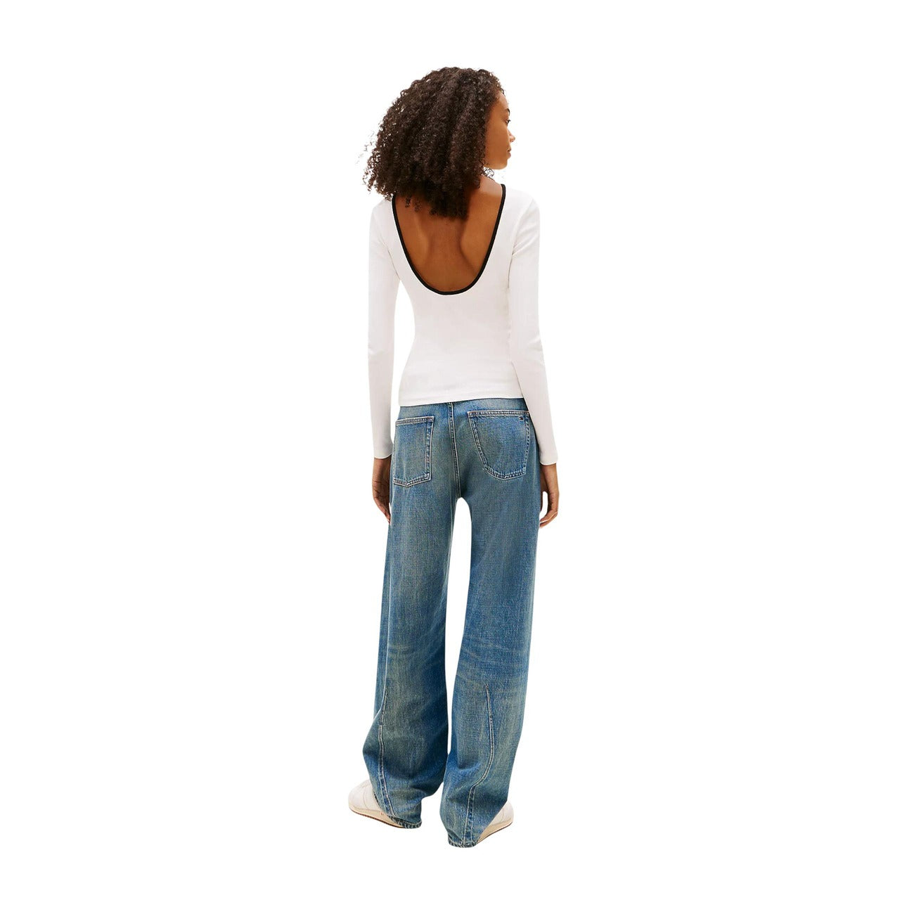 2452896 Tommy Hilfiger Jeans T-Shirt Donna Bianca Cotone Organico