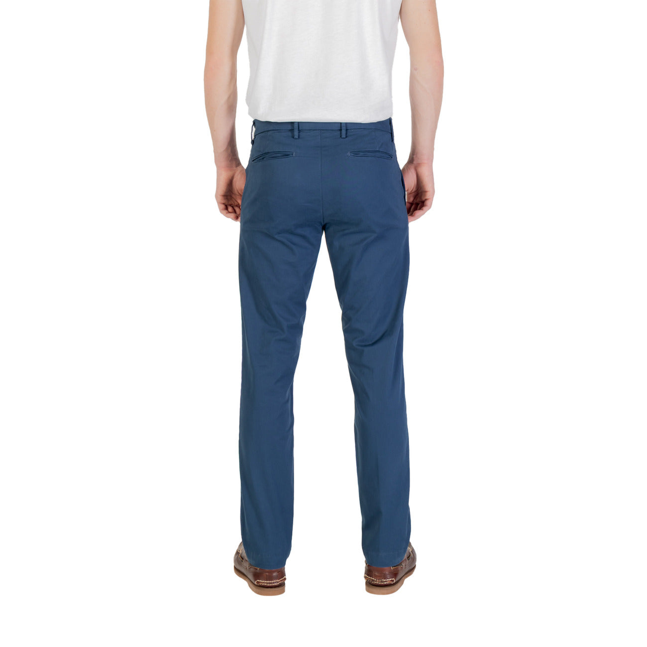 2421743 Borghese Pantaloni Blu Monocromo Cotone Elastan Uomo