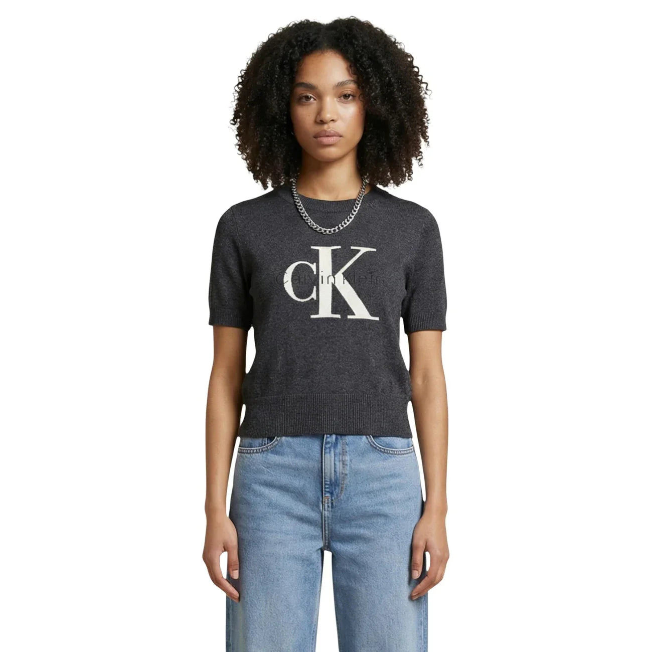 2451870 Calvin Klein Jeans Maglia Grigia Stampa Donna