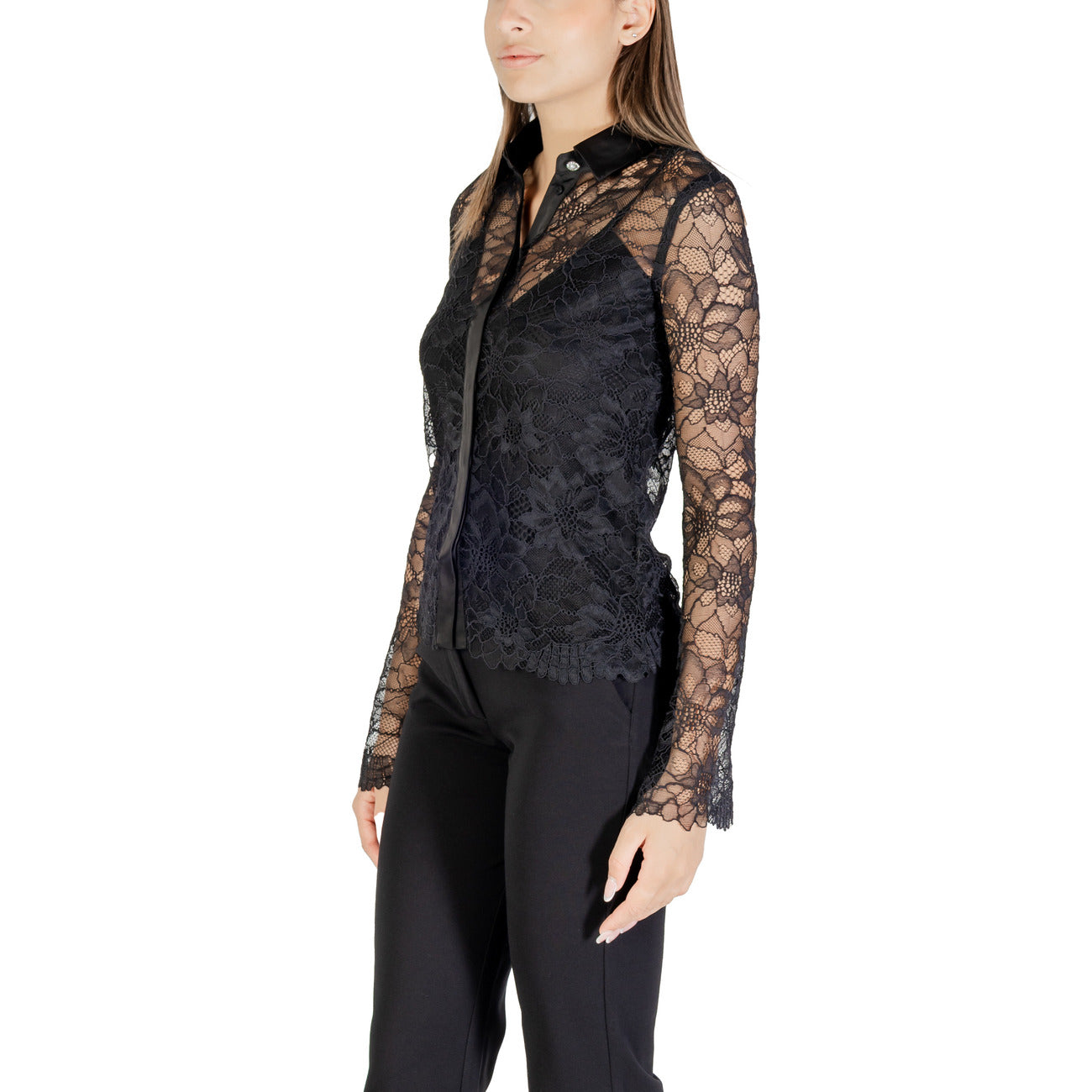 2427171 Guess Camicia Nera Donna Poliammide 99% Bottoni