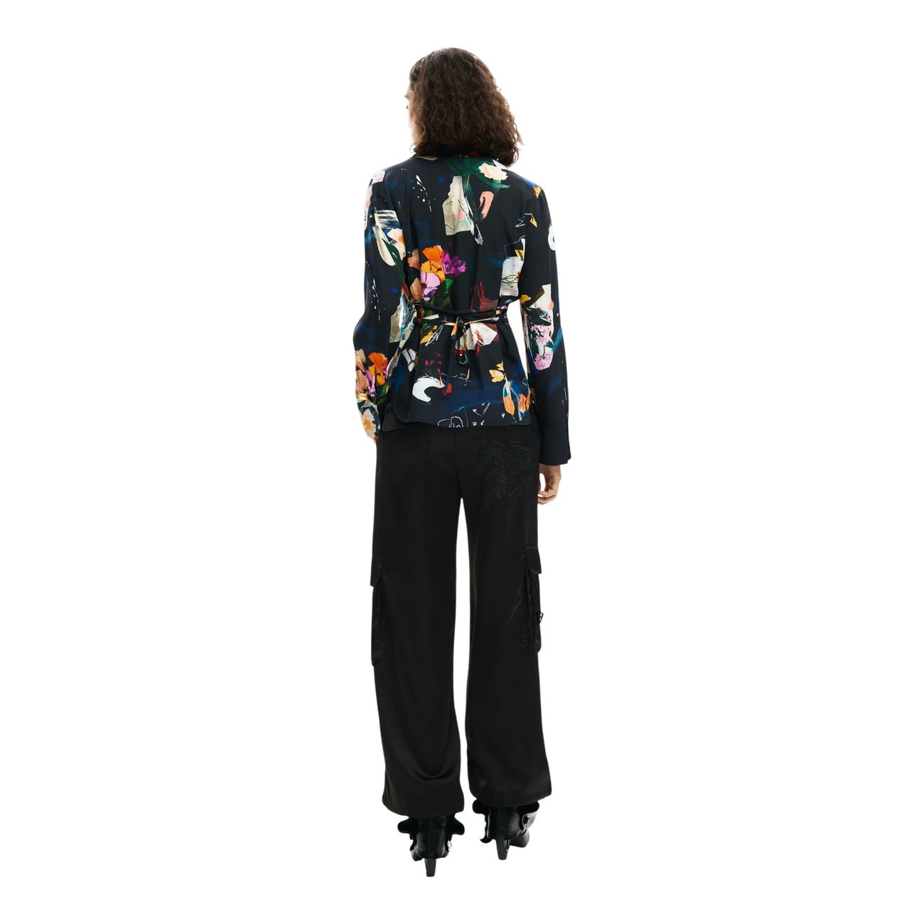2453191 Desigual Camicia Donna Nera Floreale Viscosa
