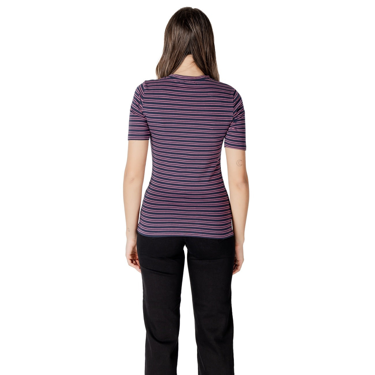 2413469 Ichi T-Shirt Blu Righe Scollo Tondo Donna