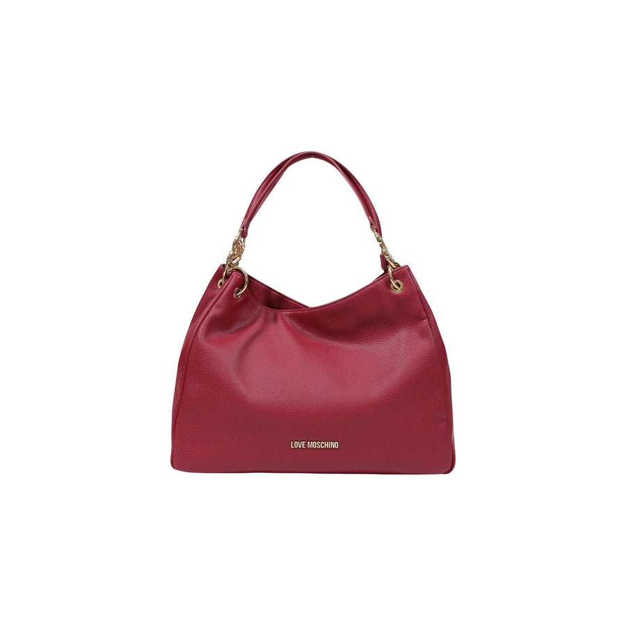 Borsa Hobo Grande con Elementi Manico Heart Shiny Logo Rosso