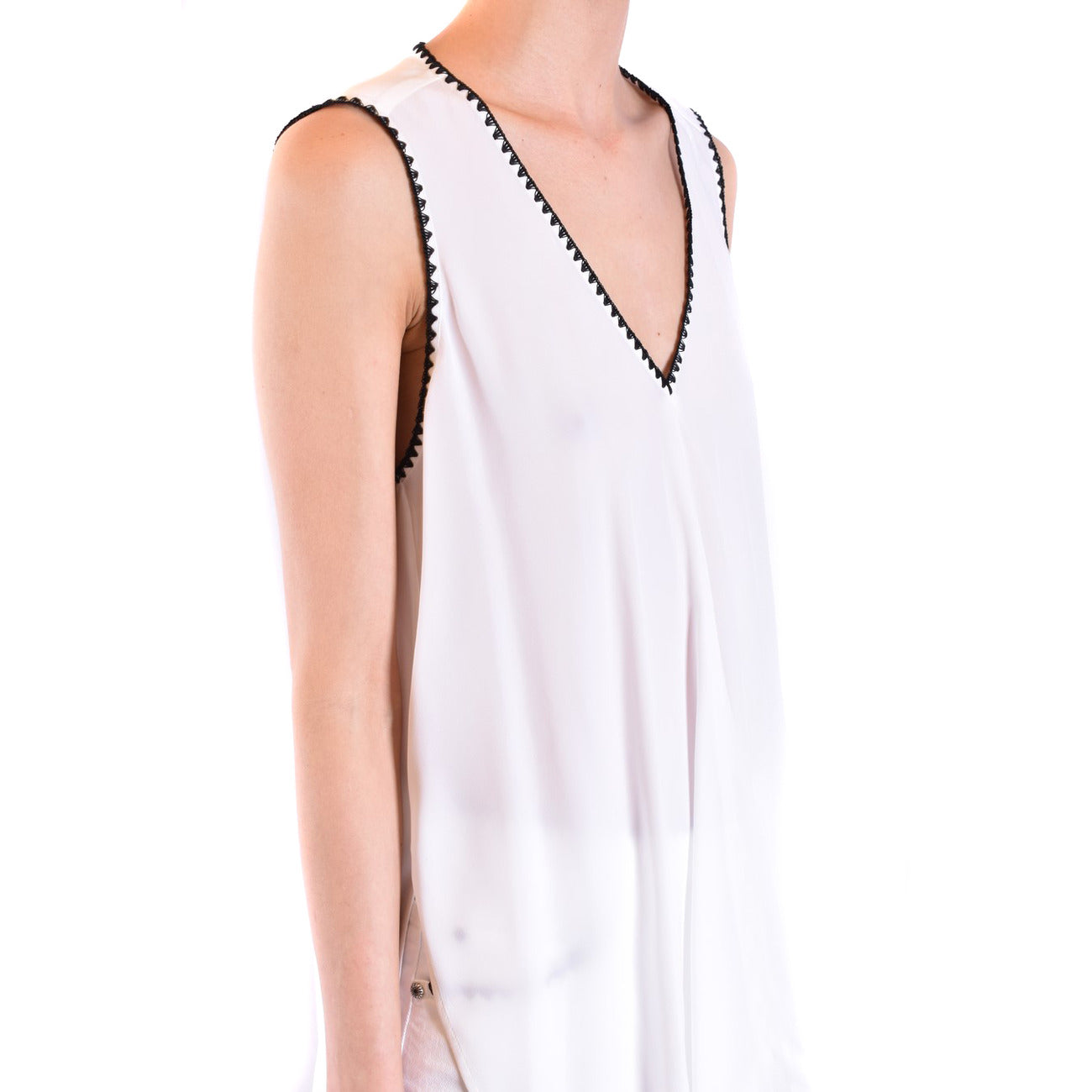 488918 Dondup Canotta Bianca Scollo V Donna