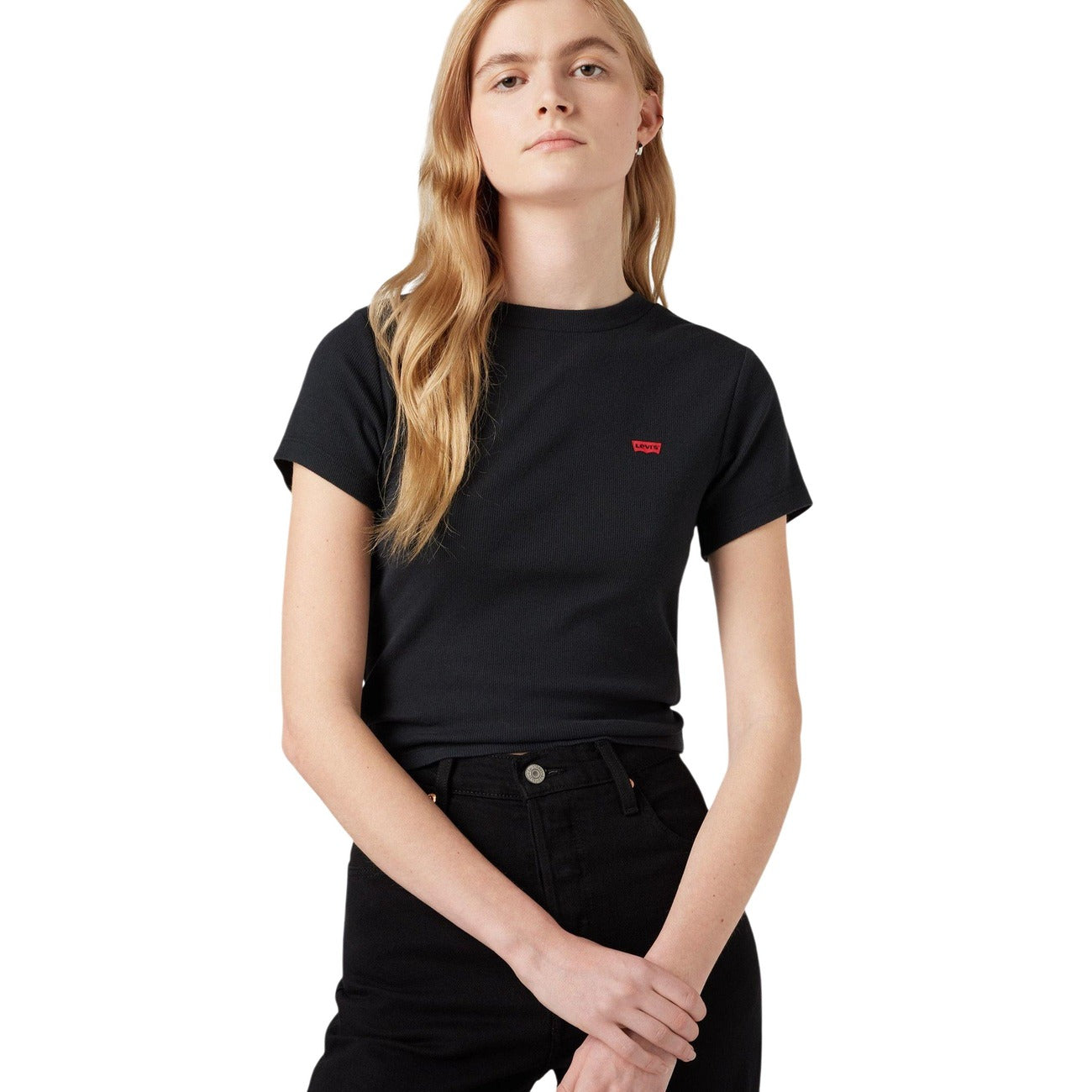 2456400 Levi's T-Shirt Nera Cotone Elastan Donna