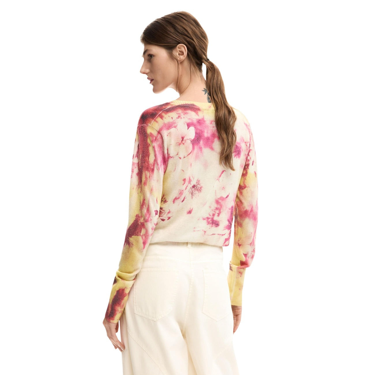2453023 Desigual Maglia Donna Rosa Floreale Viscosa