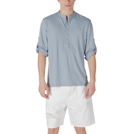2417683 Antony Morato T-Shirt Azzurra Colletto Coreana Uomo