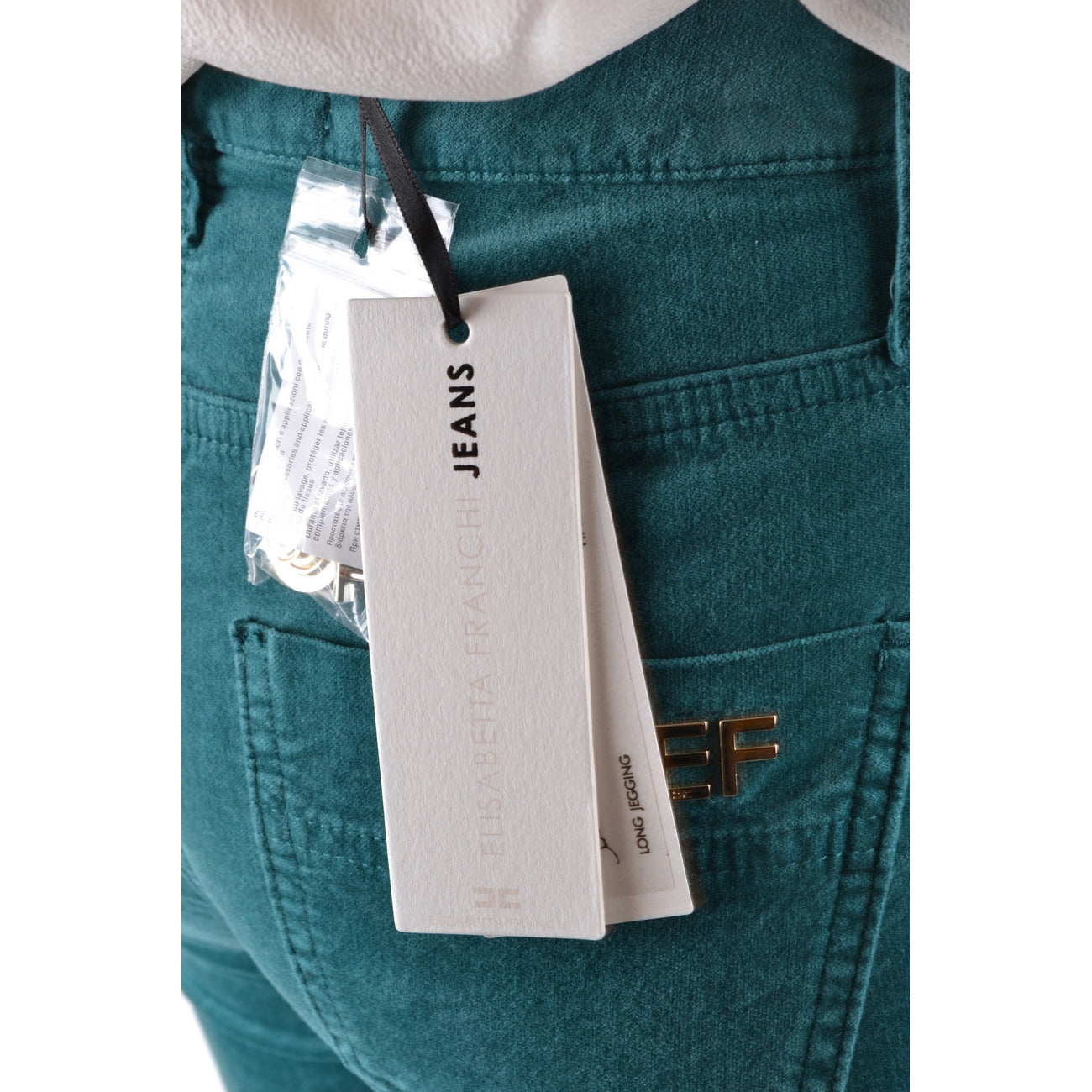 2440058 Elisabetta Franchi Jeans Verdi Zip Bottone Tasche Donna