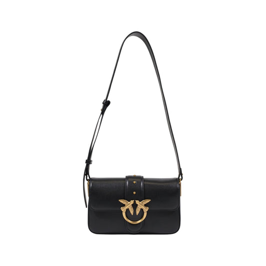 2416940 Pinko Borsa Spalla Nera Pelle Bottone Gancio Donna