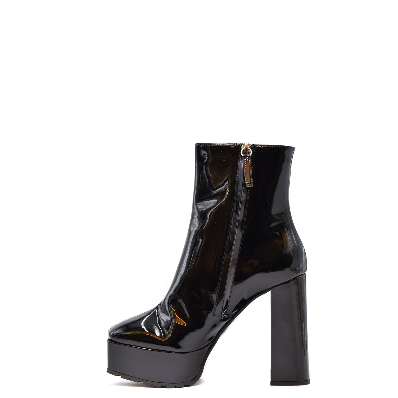 2437849 Giuseppe Zanotti Stivaletti Neri Pelle Lucida Plateau Tacco Largo Donna