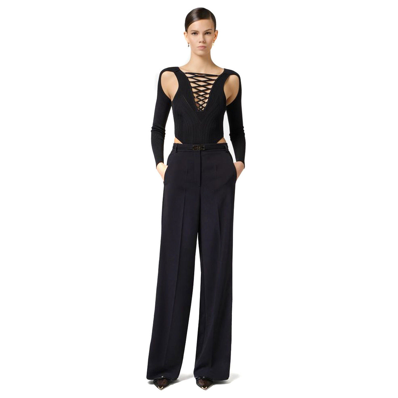 493902 Elisabetta Franchi Pantaloni Neri Donna Primavera/Estate