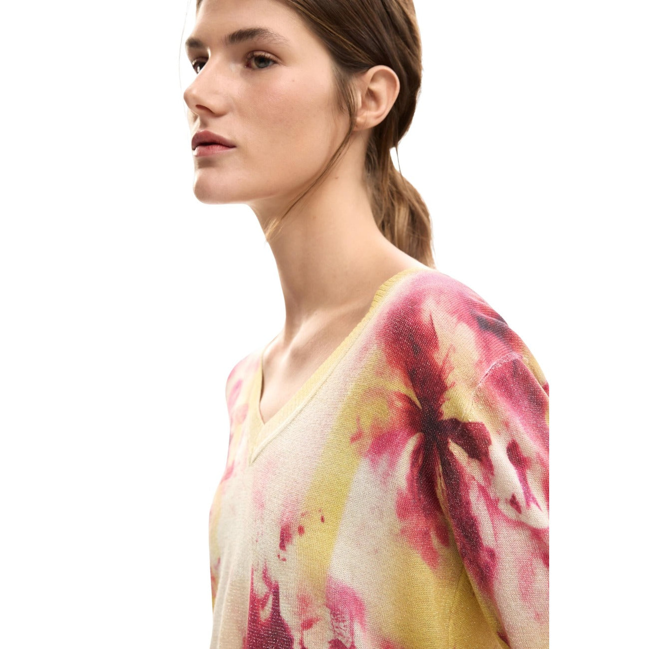 2453023 Desigual Maglia Donna Rosa Floreale Viscosa