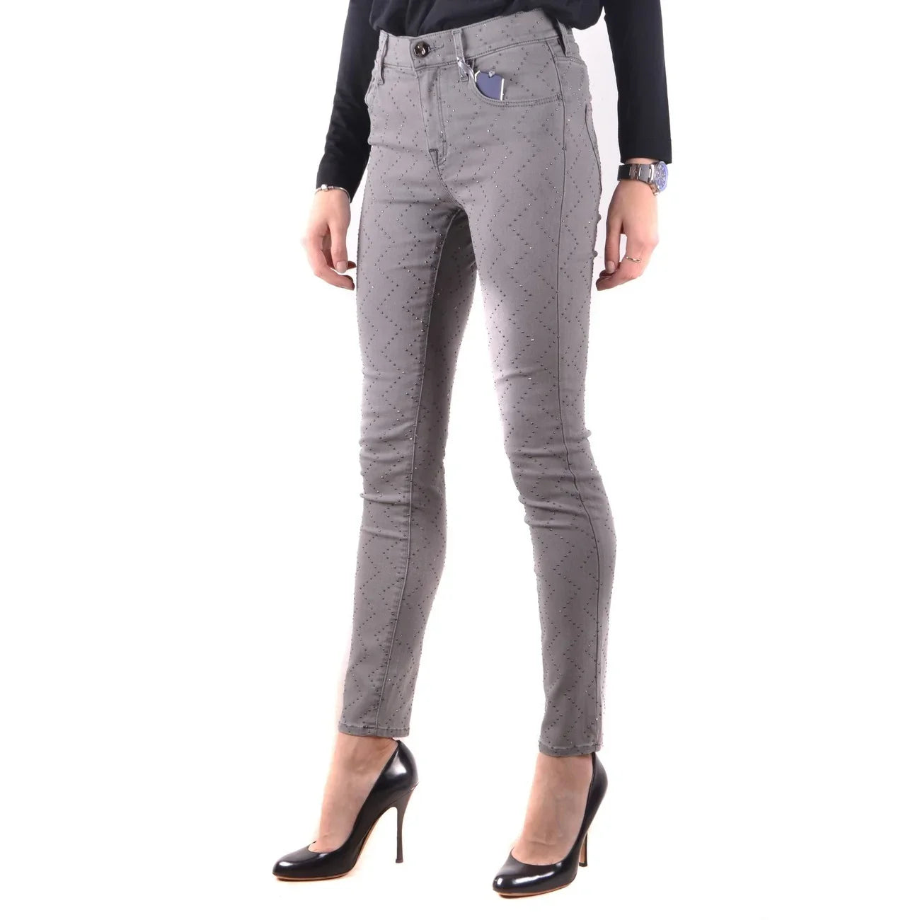 2437615 Jacob Cohen Jeans Grigi Cotone Tasche Made Italy Donna