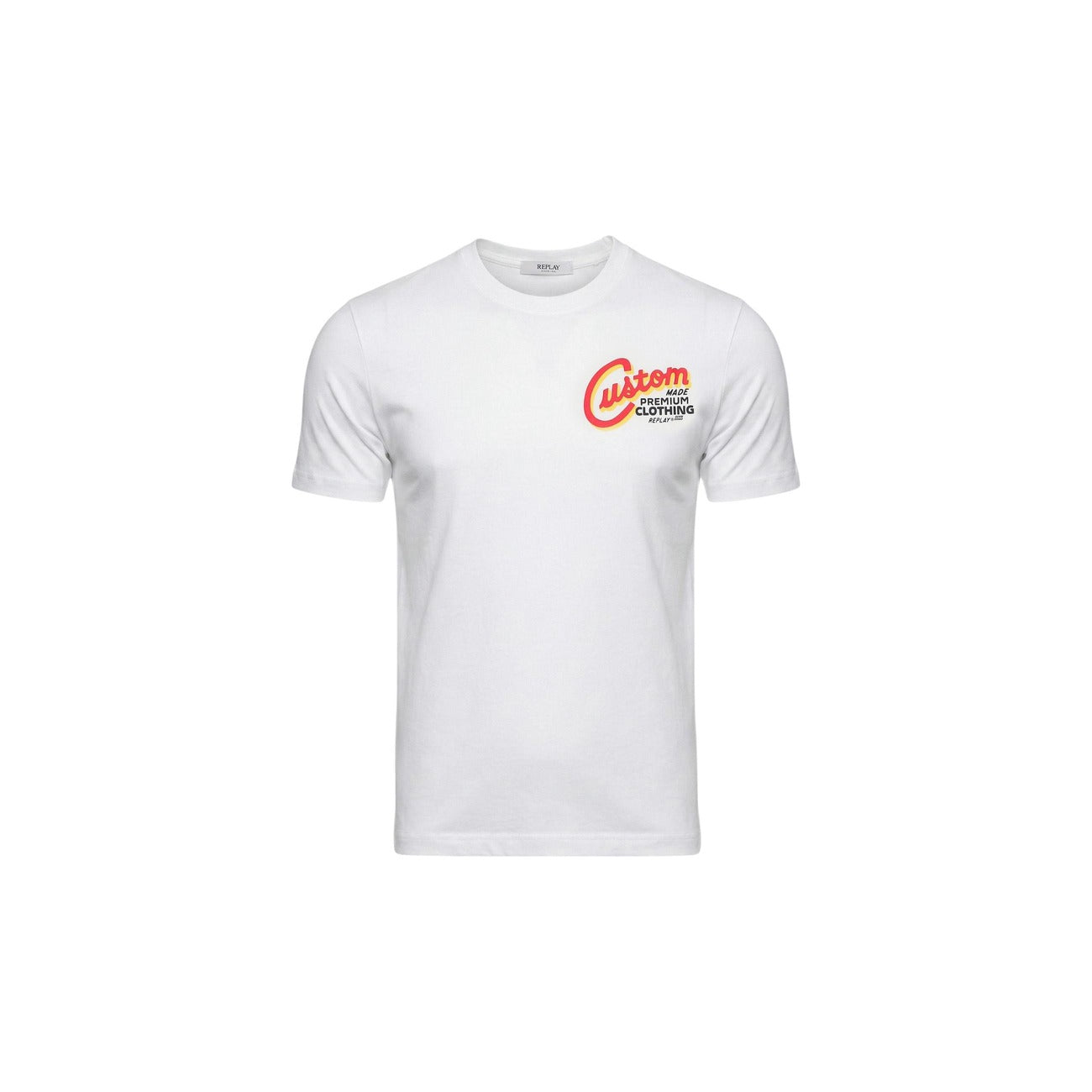 2456312 Replay T-Shirt Bianca con Stampa Uomo