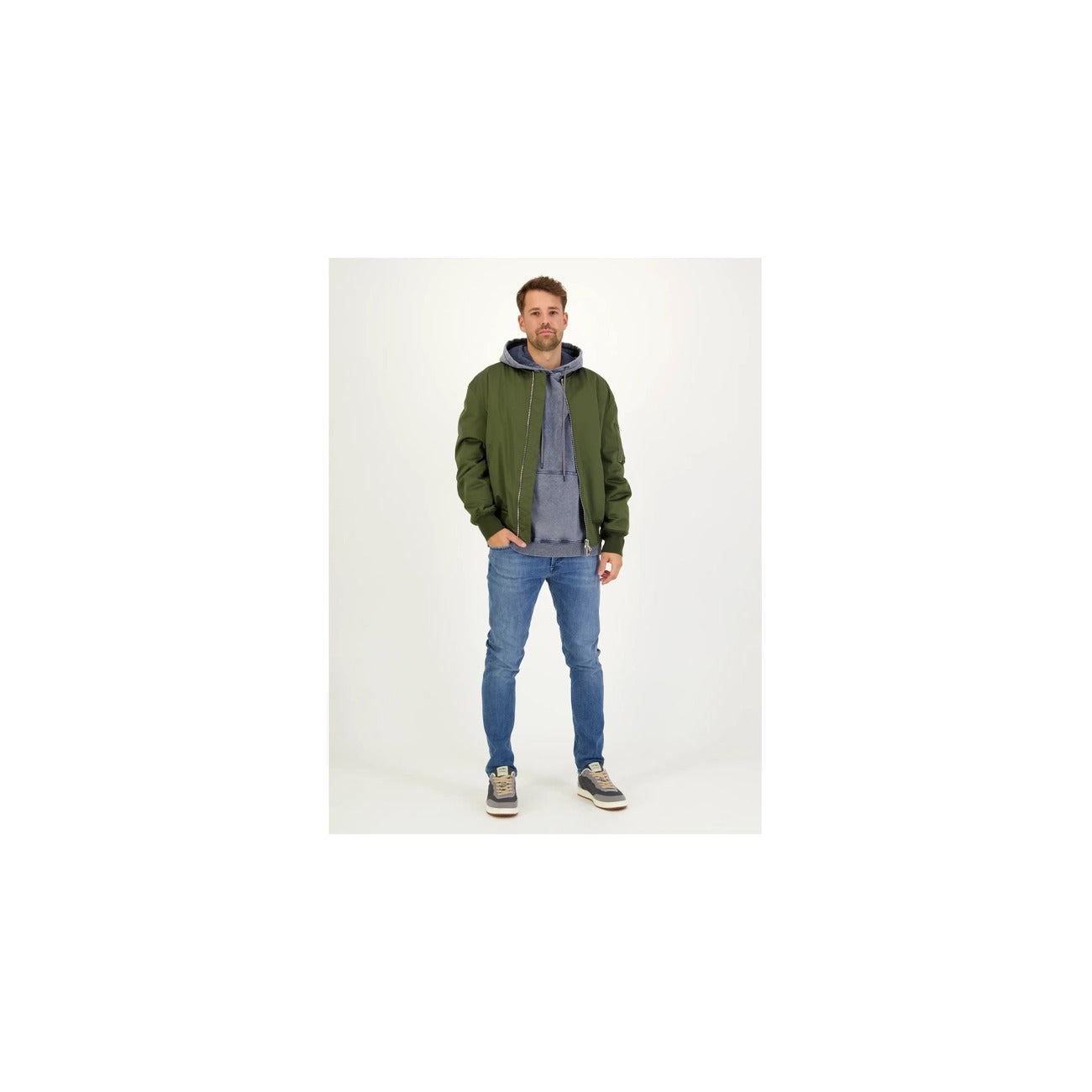 2428799 Dondup Felpa Grigia Stampa Cappuccio Uomo