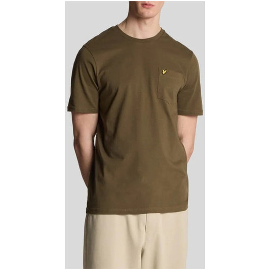 2419608 Lyle & Scott T-Shirt Verde Stampa Tasca Uomo