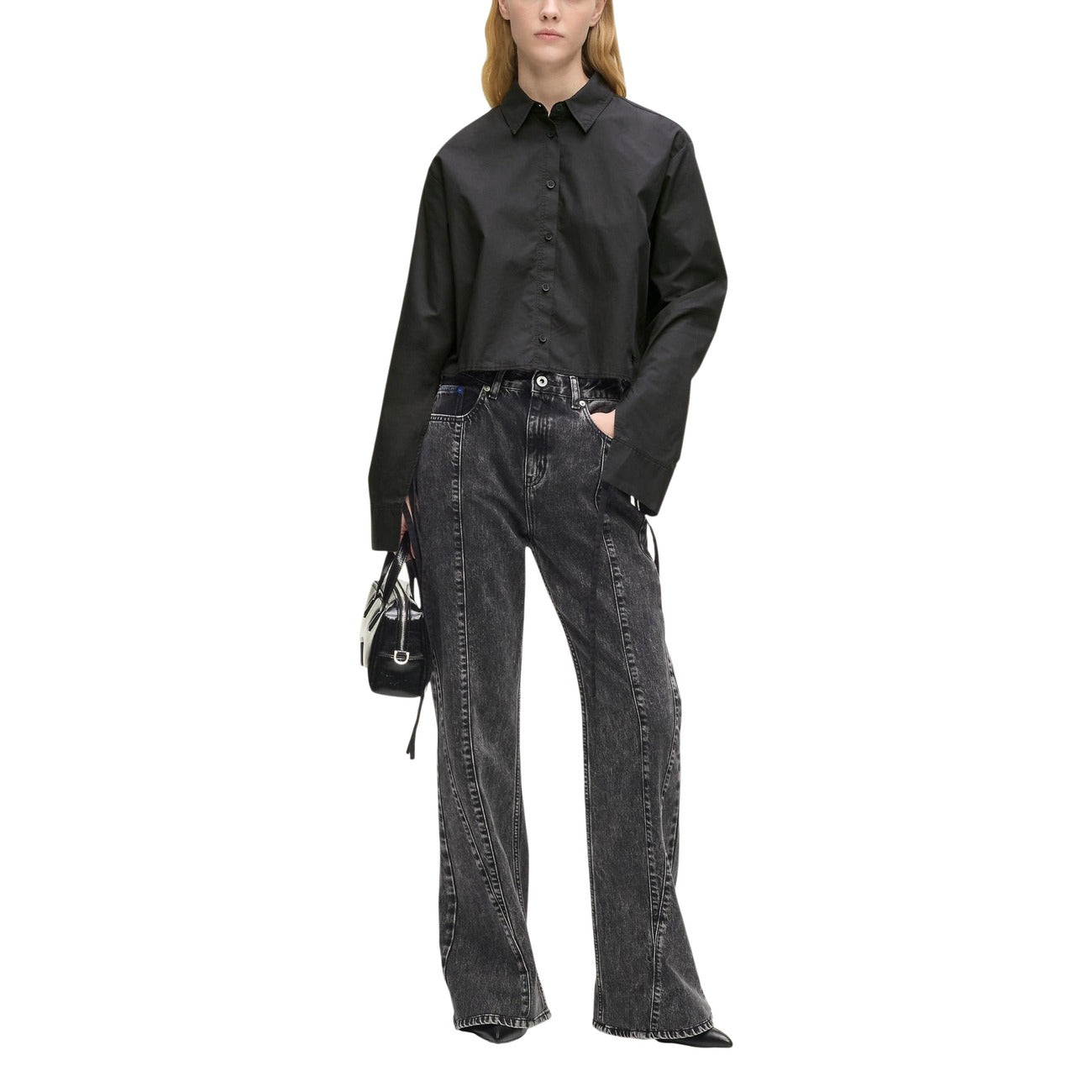 507678 Karl Lagerfeld Jeans Camicia Nera Donna Primavera/Estate