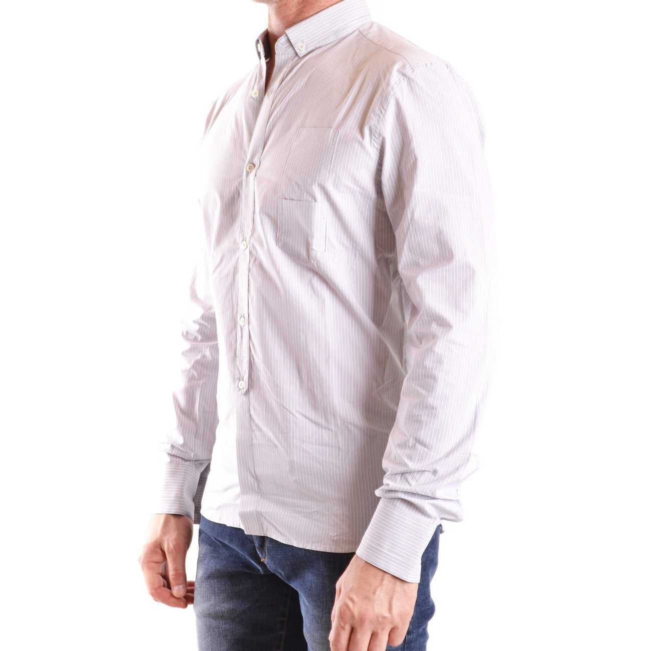 2431138 Neil Barrett Camicia Grigio Righe Maniche Lunghe Uomo