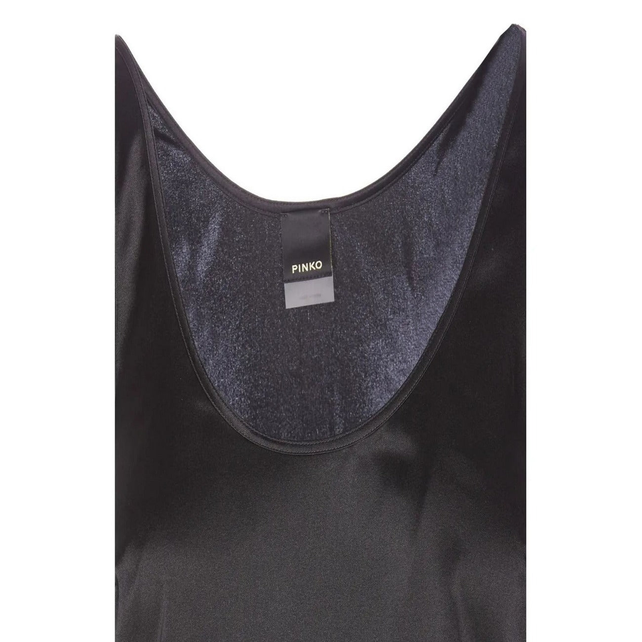 2443177 Pinko Canotta Nera Seta Spalline Donna