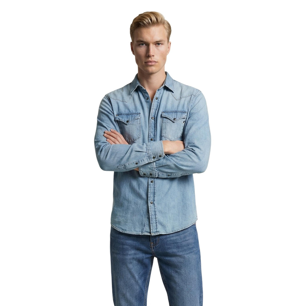 2461711 Replay Camicia Azzurro Uomo