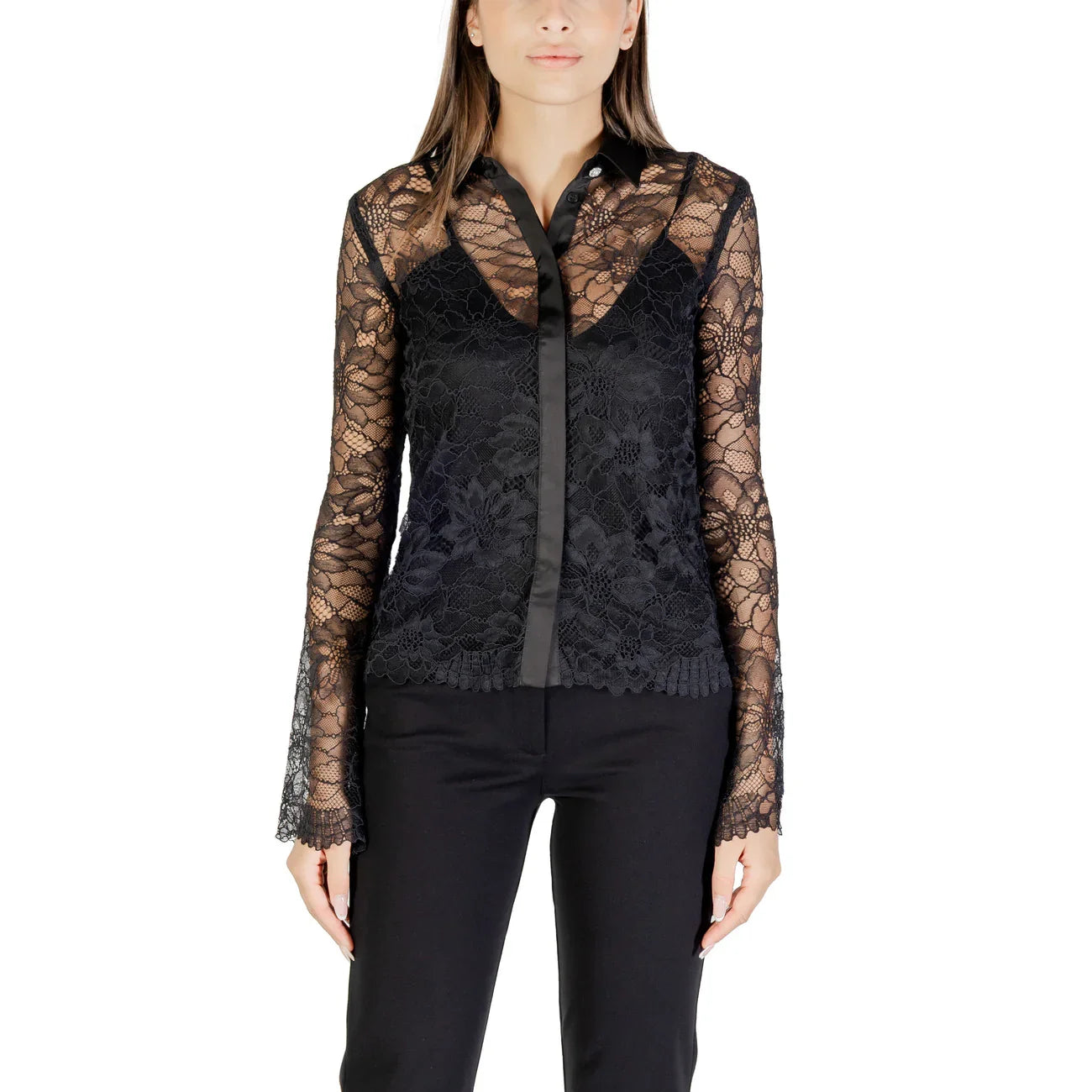 2427171 Guess Camicia Nera Donna Poliammide 99% Bottoni