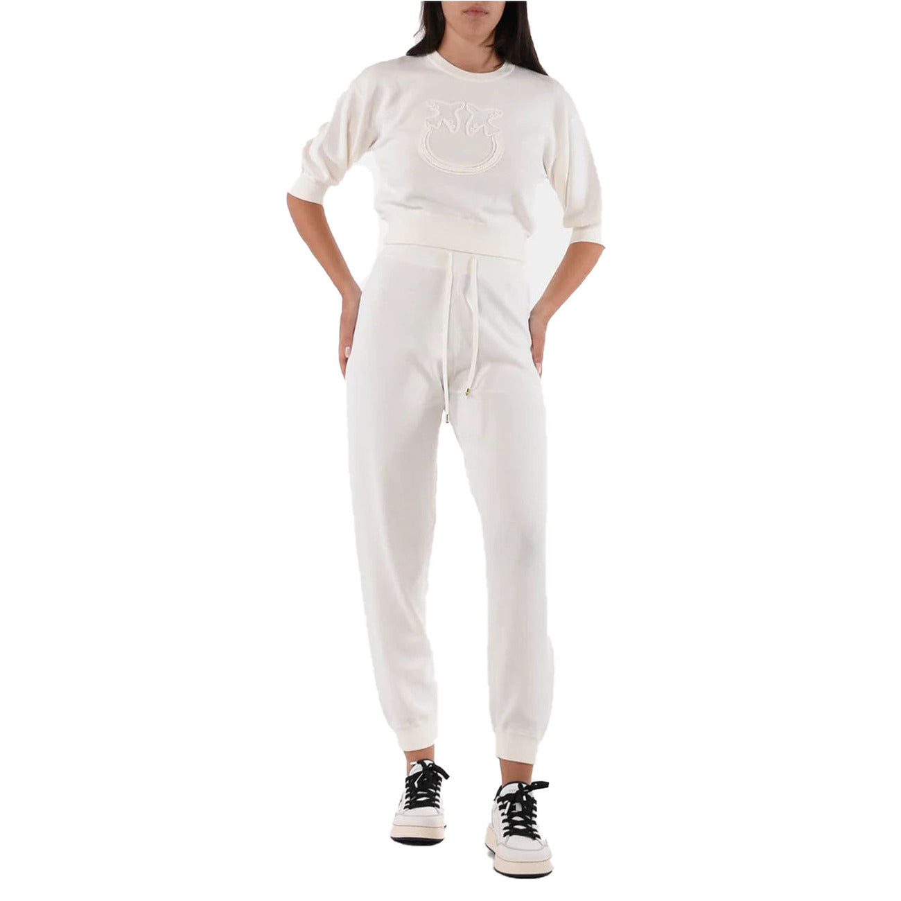 2438404 Pinko Pantaloni Bianchi Donna Cotone 67% Lacci