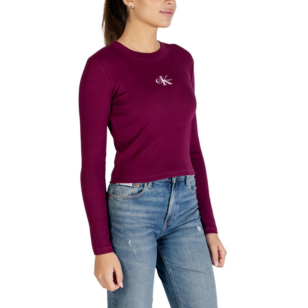 2447815 Calvin Klein Jeans Maglia Donna Bordeaux Cotone
