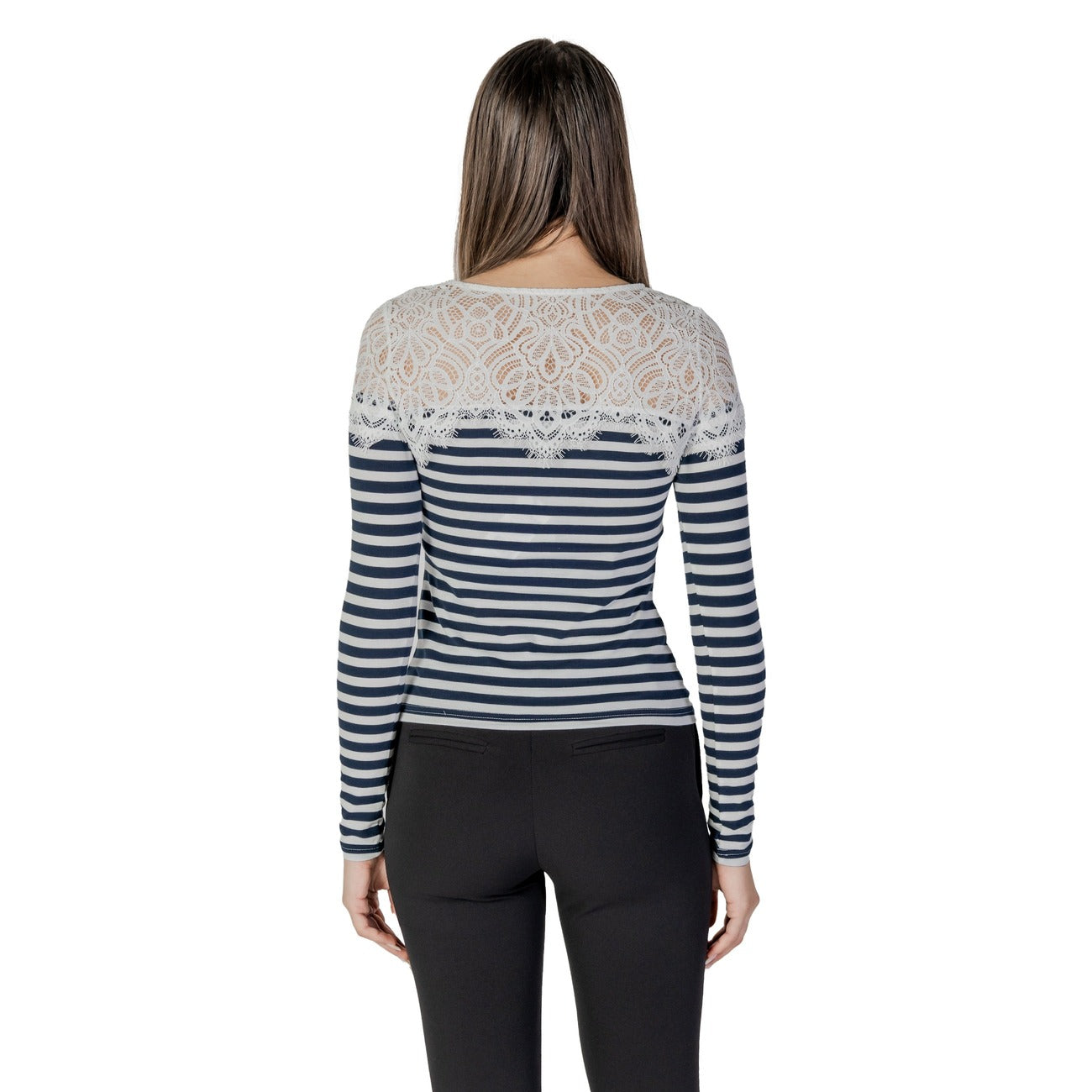 483296 Morgan De Toi Maglia Bianca Righe Maniche Lunghe Donna