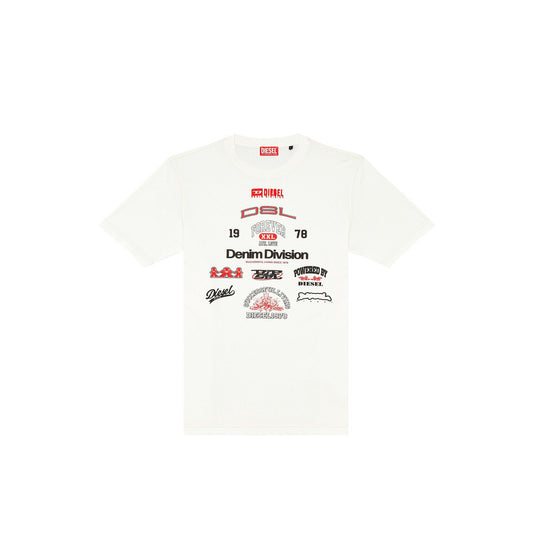 2424721 Diesel T-Shirt Bianca Stampa Uomo