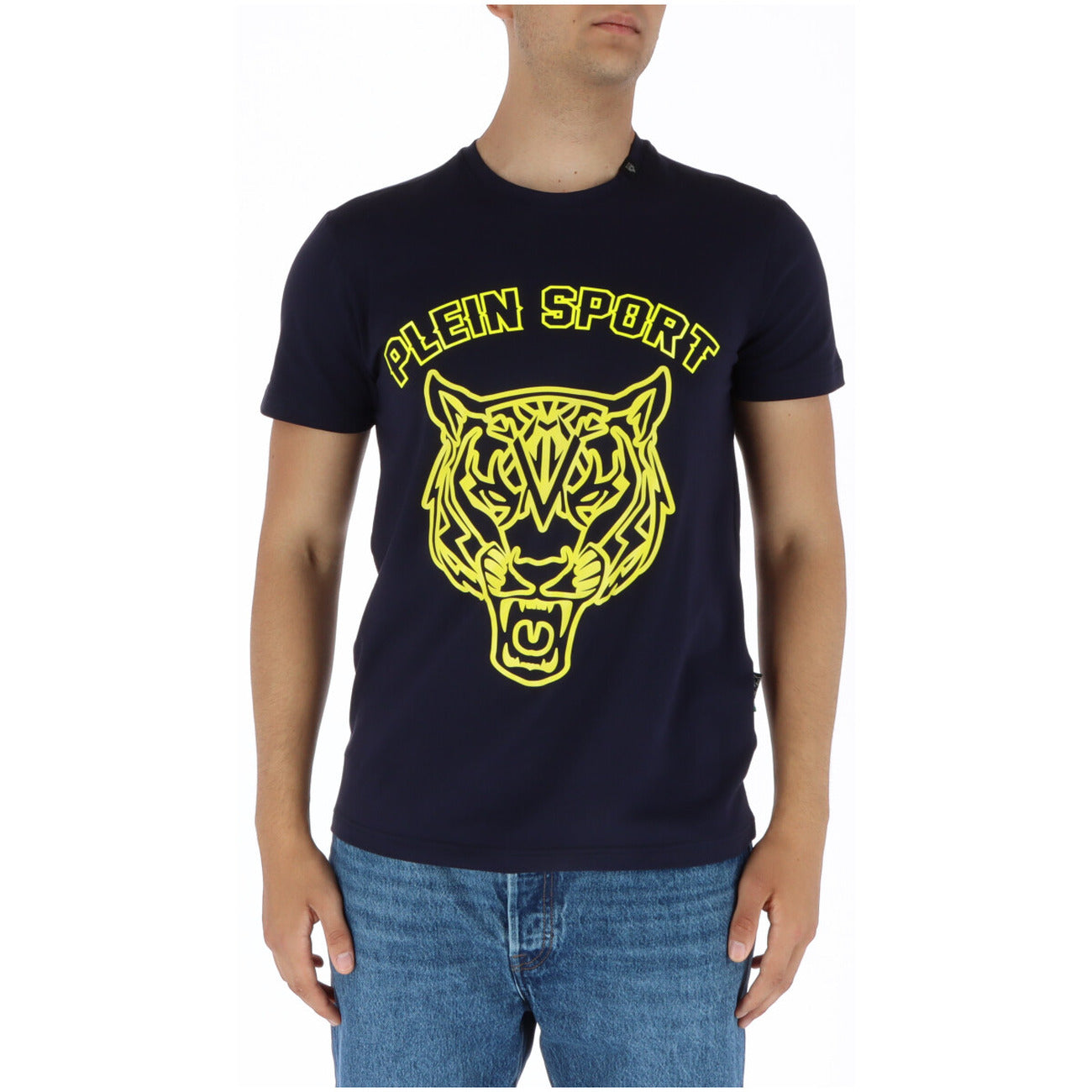 444102 Plein Sport T-Shirt Blu Stampa Uomo