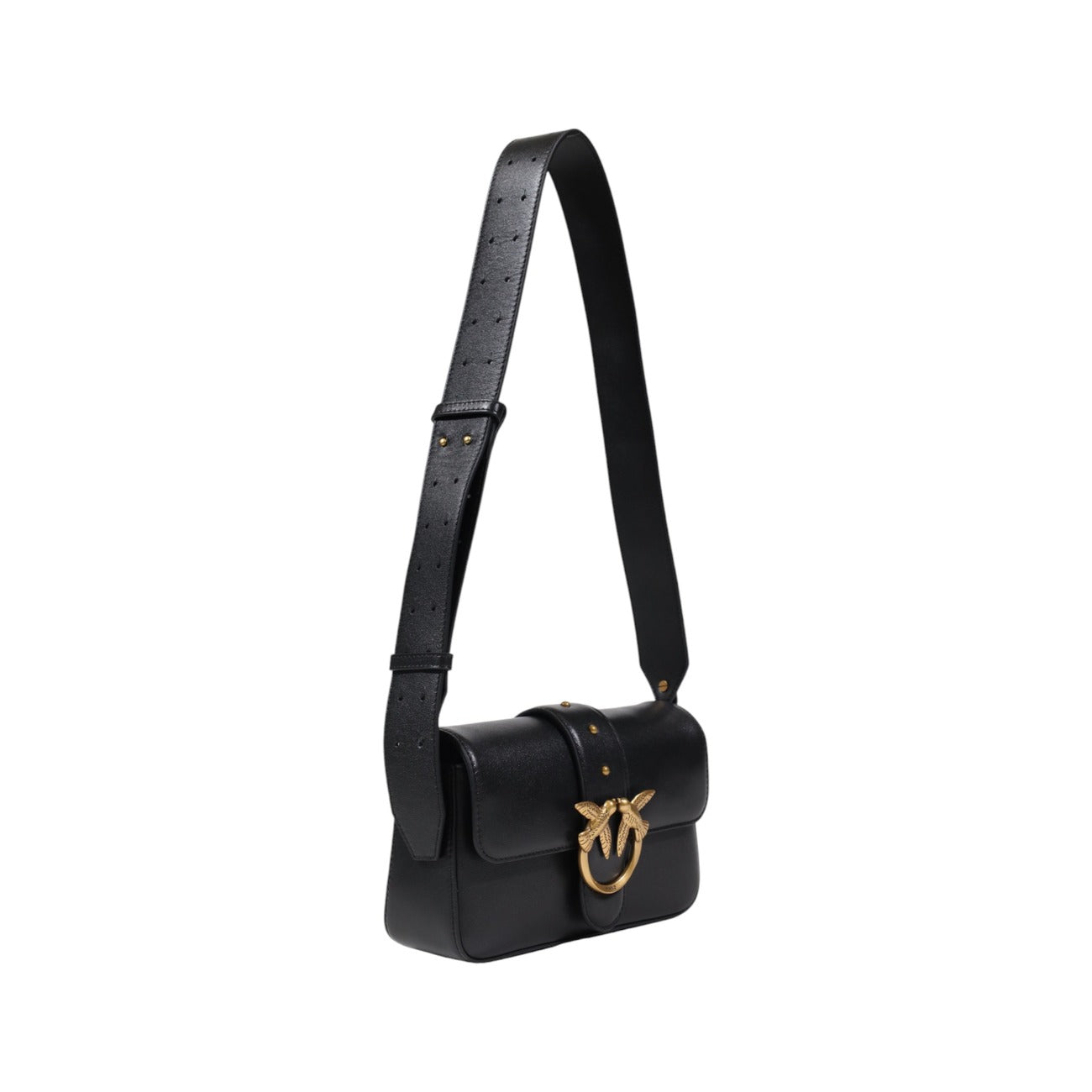 2416940 Pinko Borsa Spalla Nera Pelle Bottone Gancio Donna