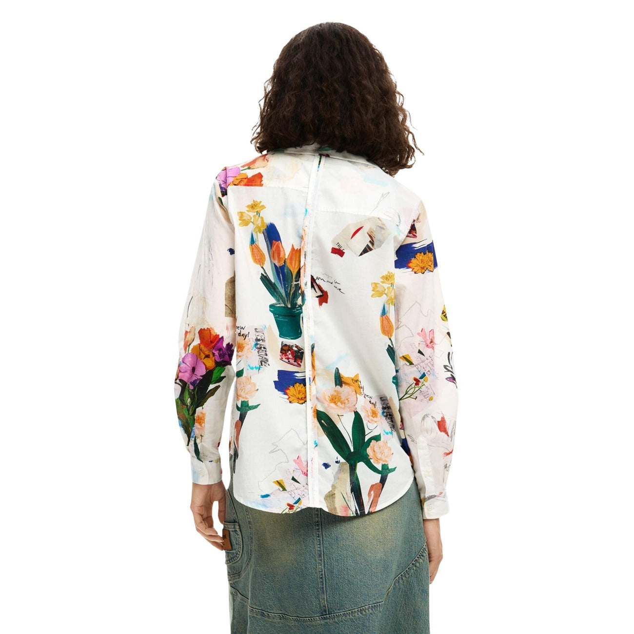 2452909 Desigual Camicia Donna Bianca Floreale Cotone