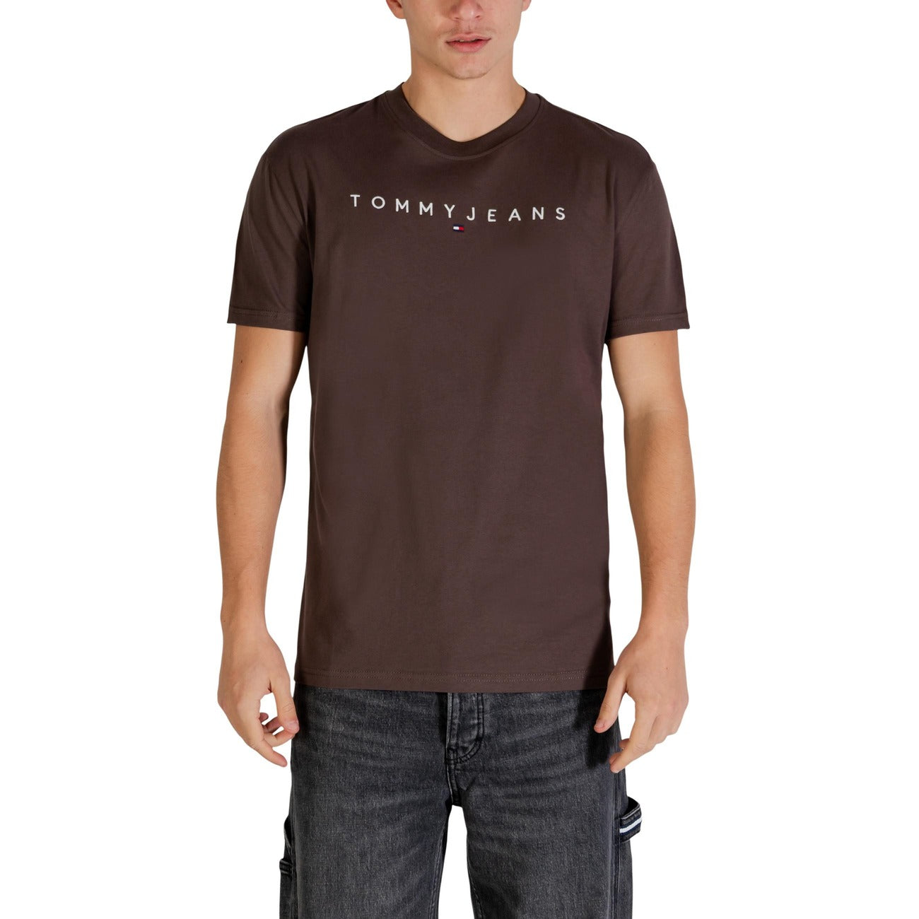 2447427 Tommy Hilfiger Jeans T-shirt Marrone Cotone Organico Uomo