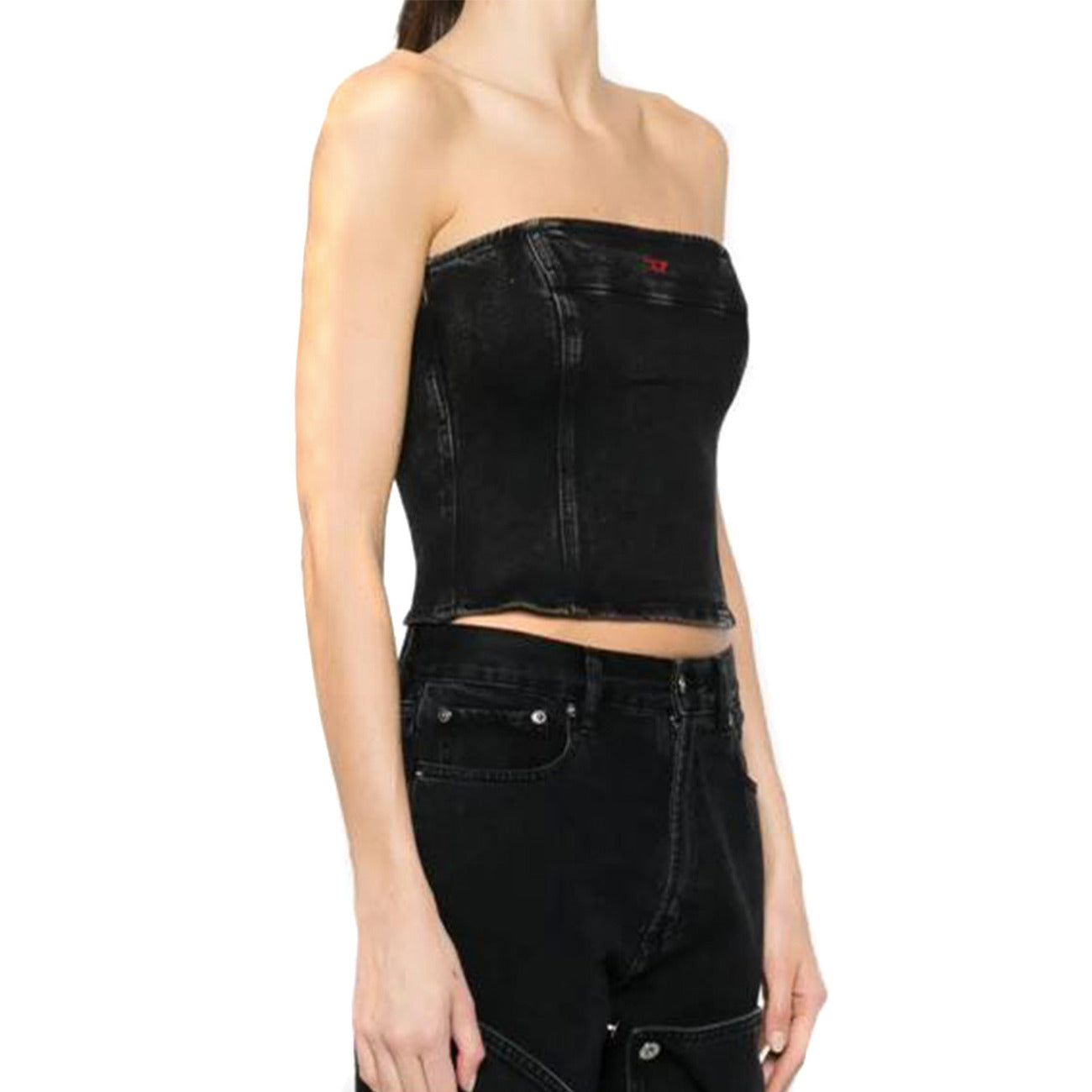 488638 Diesel Top Grigio Effetto Consumato Donna