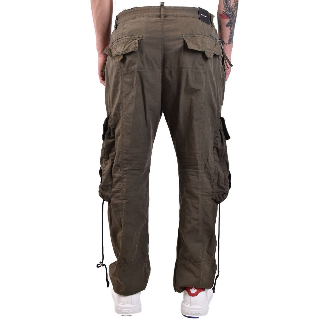 2429370 Dsquared2 Pantaloni Verde Cotone Elastan Uomo