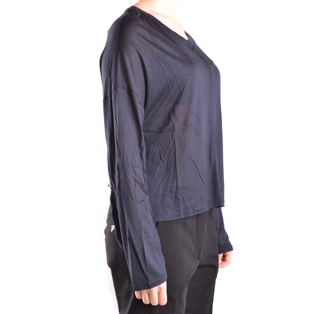 2429998 Dondup Maglia Nera Viscosa Scollo Tondo Donna