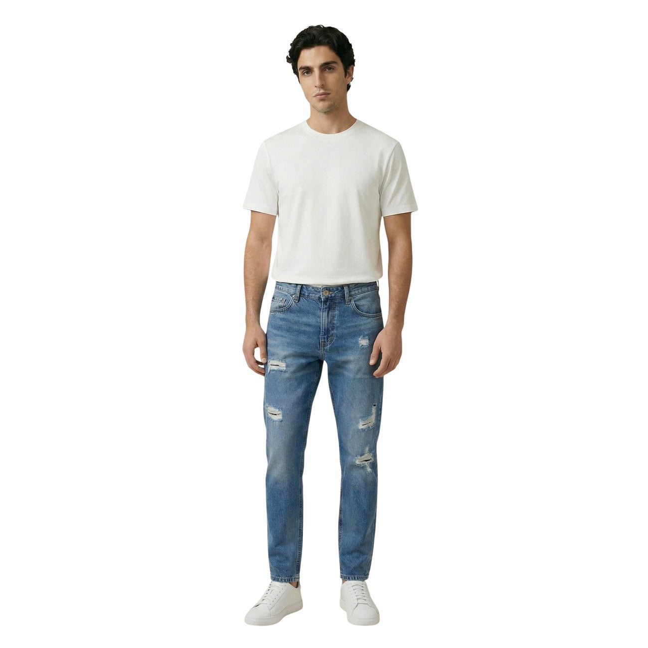 2455565 Gianni Lupo Jeans Azzurro Effetto Consumato Uomo