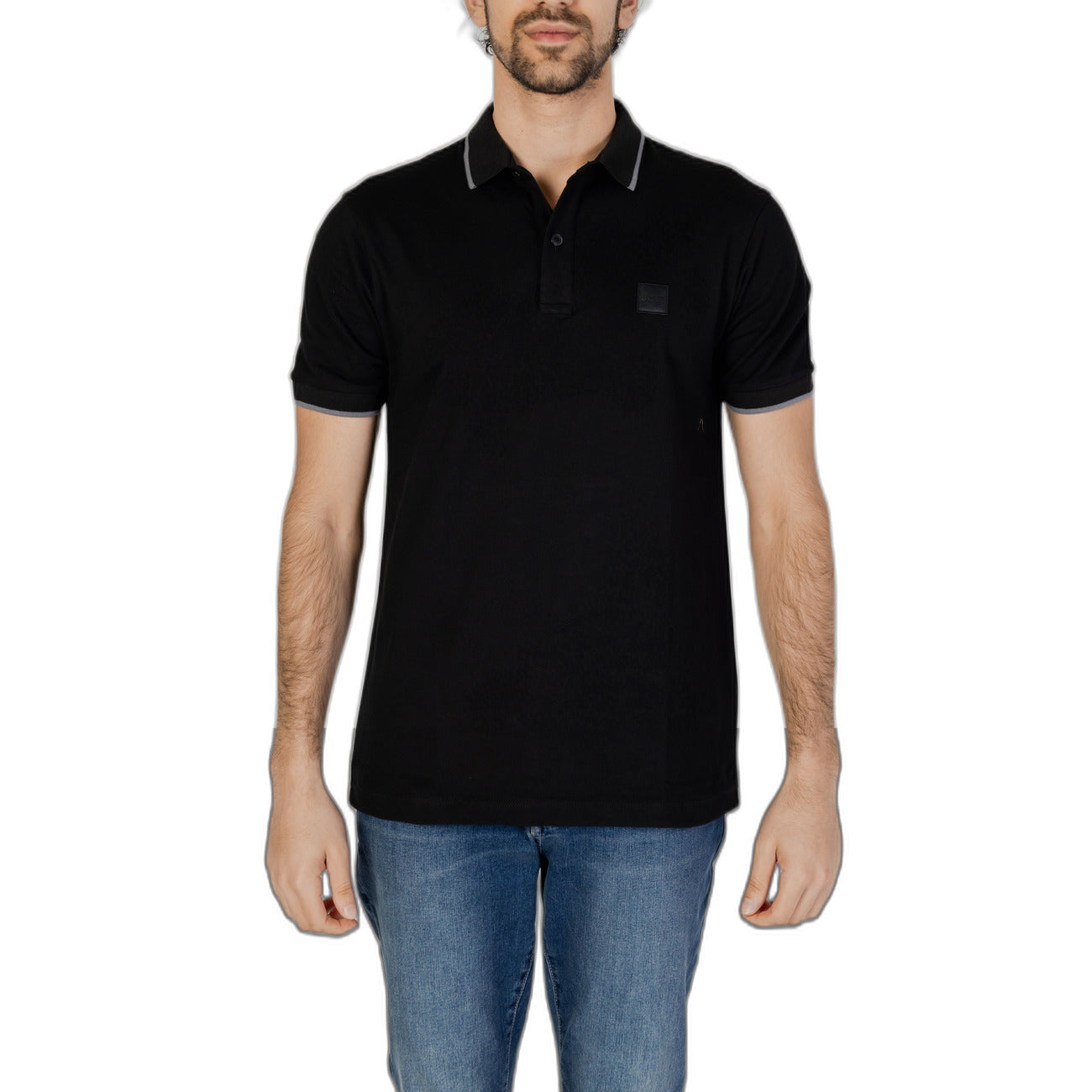2215650 Boss Polo Nera Cotone Elastan Colletto Polo Maniche Corte Uomo