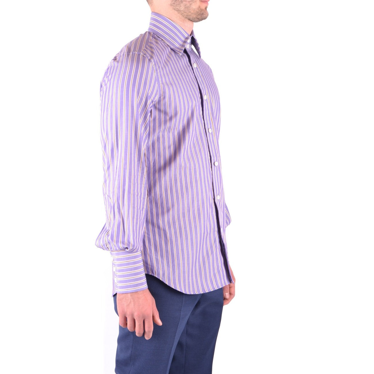 2425185 Dsquared Camicia Viola Righe Cotone Uomo