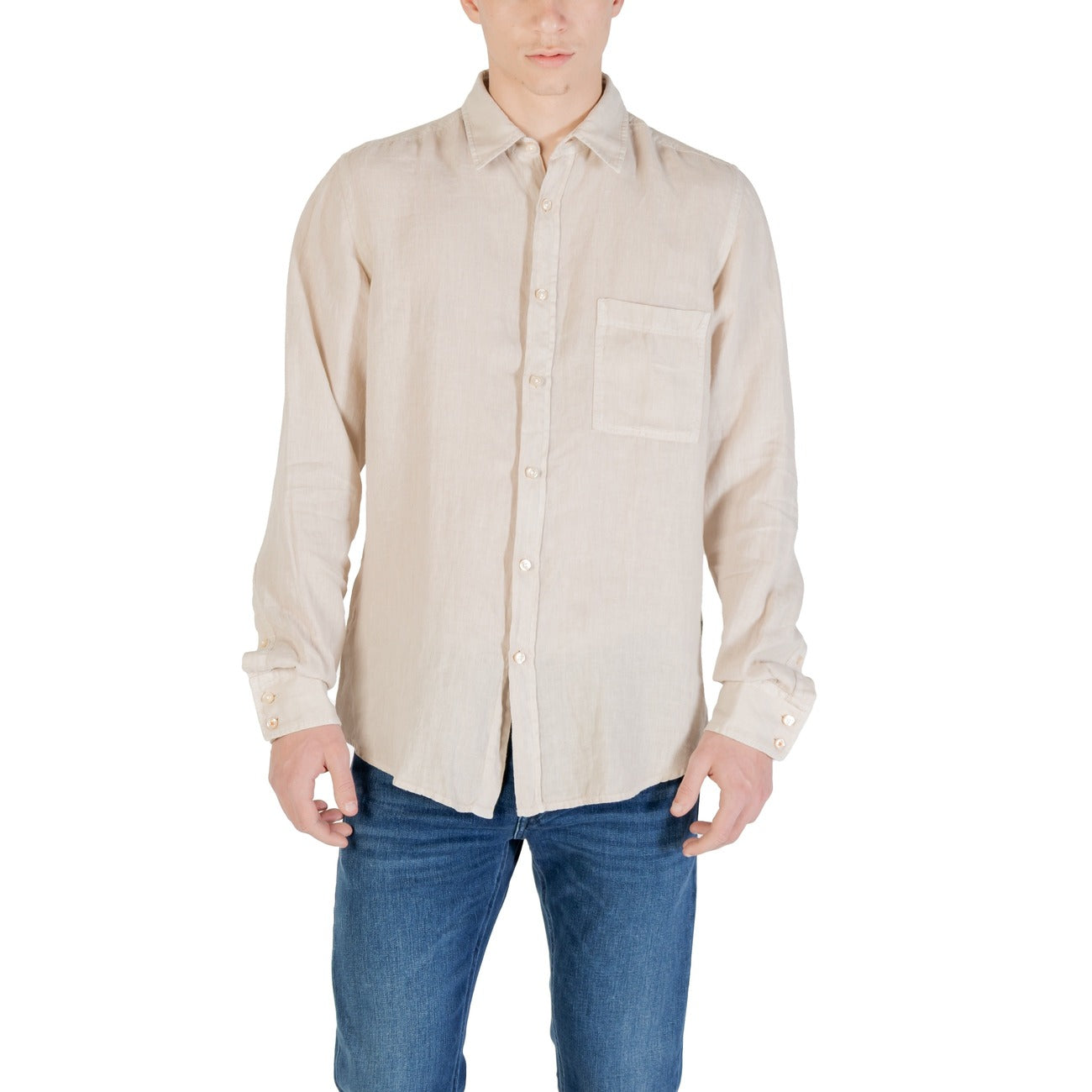2421642 Boss Camicia Beige Lino Uomo