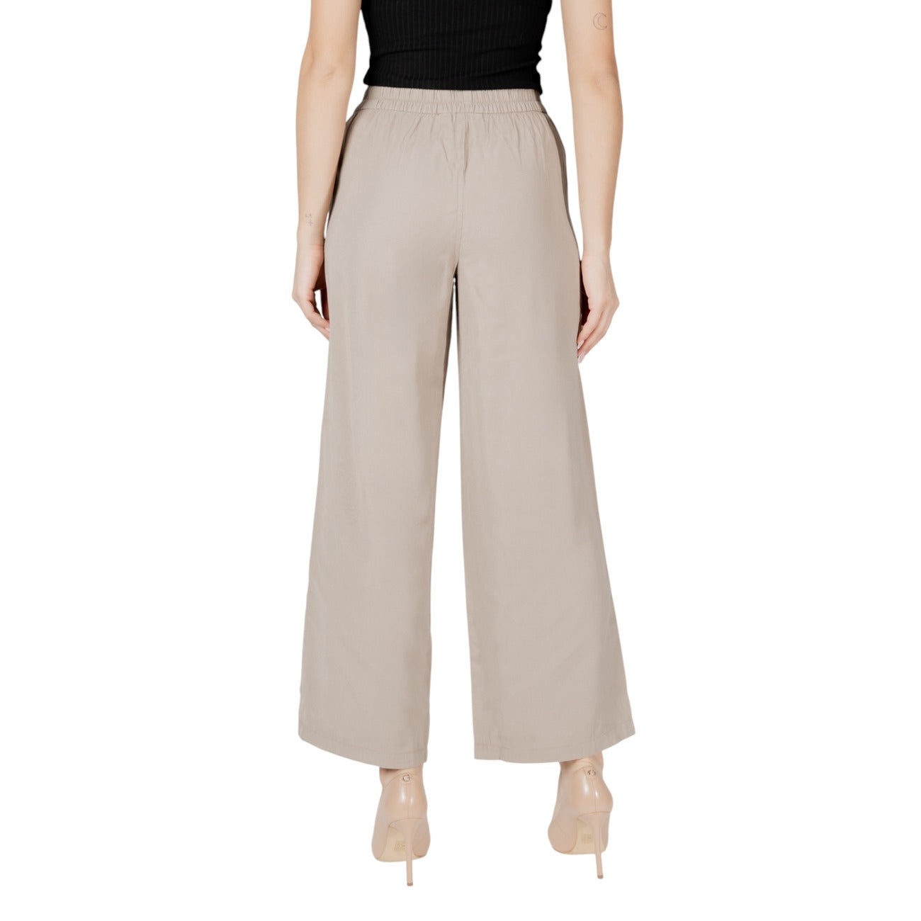 2418352 Only Pantaloni Beige Viscosa Fascia Elastica Donna