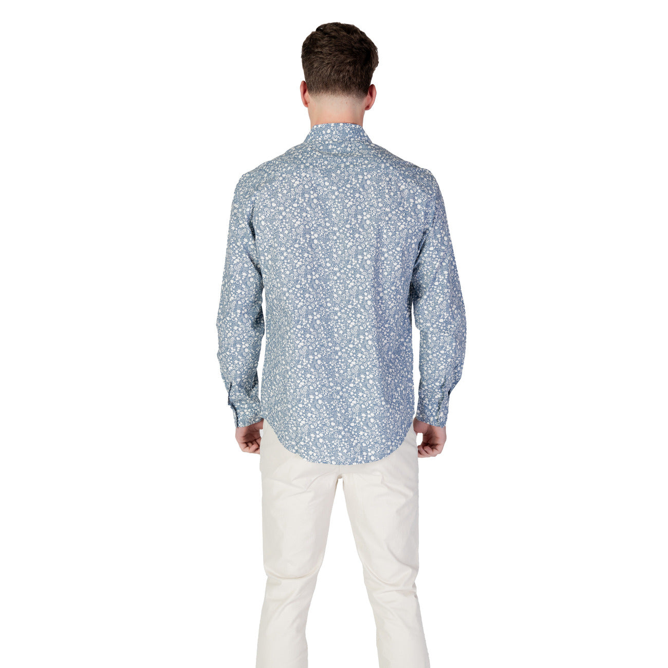 2409629 Replay Camicia Azzurra Floreale Uomo