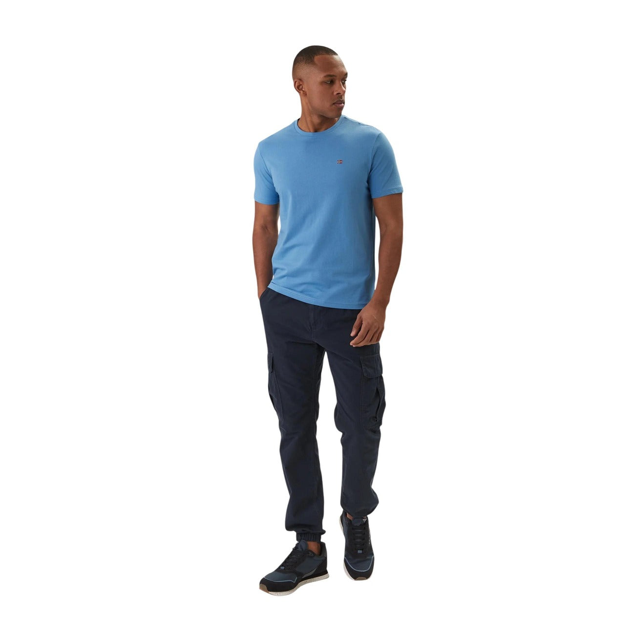 2458345 Napapijri T-Shirt Turchese Cotone Scollo Tondo Uomo