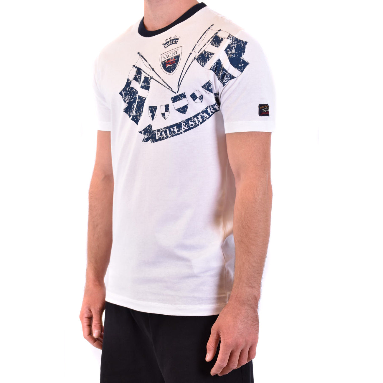 2450088 Paul&Shark T-Shirt Bianca Stampa 100% Cotone Uomo