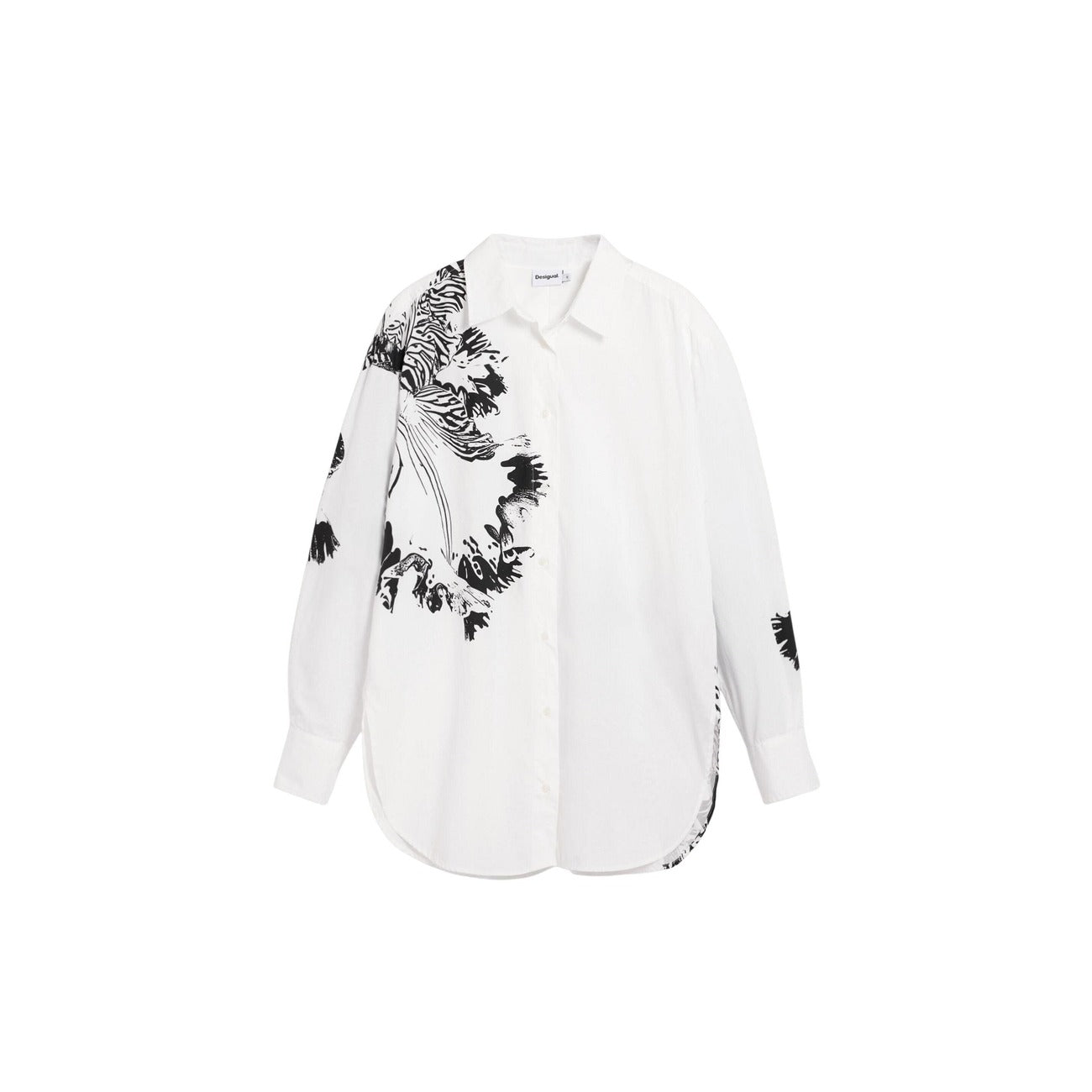2454723 Desigual Camicia Donna Bianca Stampa Cotone