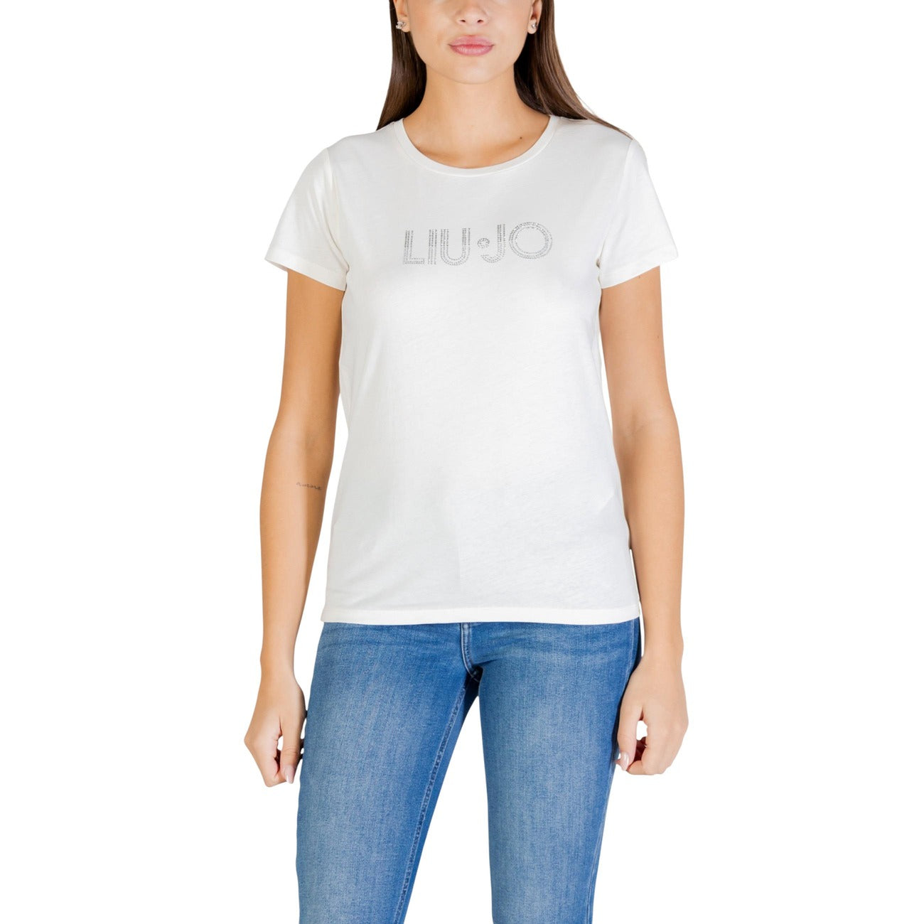 499688 Liu Jo T-shirt Bianca Stampa Cotone Donna